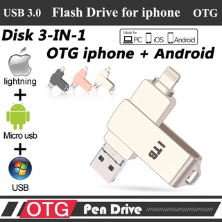 Pen drive 3 em 1 usb 3.0 otg pendrive 64GB 128GB 512GB 1TB para iphone pc apple Android