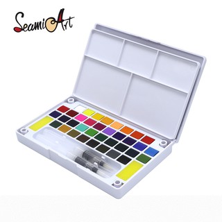 SeamiArt 12/18/24/36 colors Solid Watercolor Set with Brush Pen