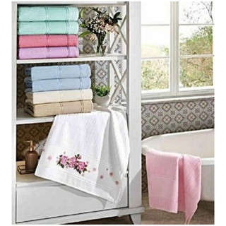 lavabo Dohler artesanalle pintar e bordar kit 12 toalhas lavabo Dohler artesanalle para pintura e bordado a máquina toalha aveludada toalha de mão toalha branca azul e rosa (1)