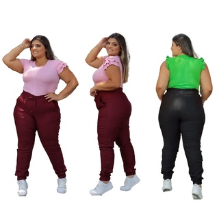 Calça Feminina Plus Size Jogger Modelagem Premium em Bengaline