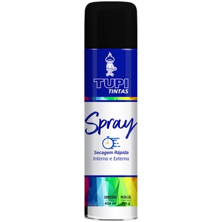 Tinta Spray 400ml - Preto Fosco - Uso Geral - TUPI