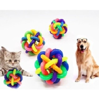Brinquedo Bola Colorida com Guizo Sino Mordedor Pet para Cachorros e Gatos