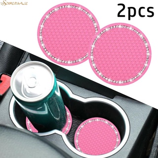 2x Porta-Copos De Carro Rosa Com Strass/Acessórios Interiores De Automóveis 7cm