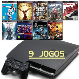 Playstation 3 Slim Ps3 + Gta5 + Fifa 19 + Far Cry 4 + God Of War + Assassins Creed + Resident Evil (1)