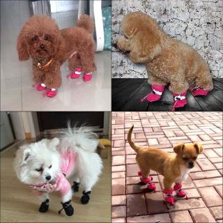 4pcs Waterproof Pet Dog Shoes Anti-slip Rain Warm For Small Cats Dogs Puppy Dog Socks Booties