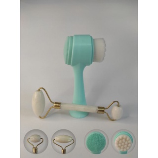 Kit Skincare Cuidados Faciais Escova E Pedra Jade