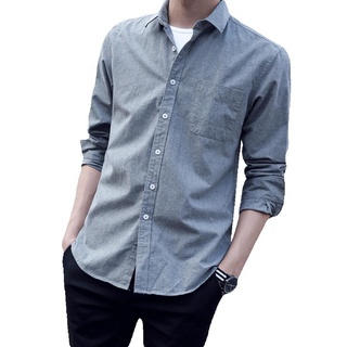 Menor preço (Liu) 2020 Ver O Camisa Fina Masculina De Manga Comprida Vers O Coreana Da Tend Ncia Bonito Jeans Casual Business Tama (5)