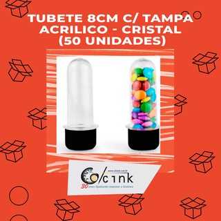 Tubete 8cm c/ tampa - ATACADO - (50 unidades) acrilico - cristal
