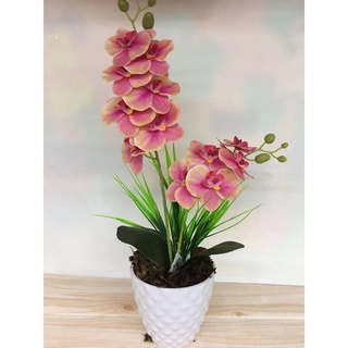 1 vaso plastico com orquídea artificial 50 cm