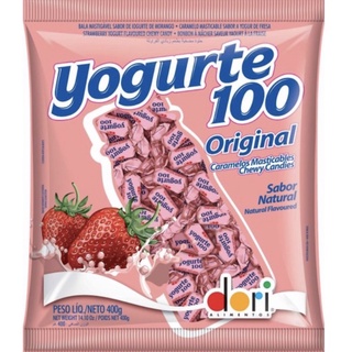 Pacote Bala Yogurte 100 Morango 400g - Dori