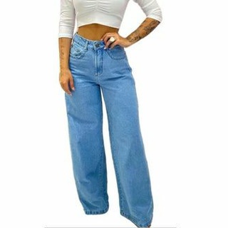 Calça jeans Wide lag feminina Pantalona perfeita blogueira (2)