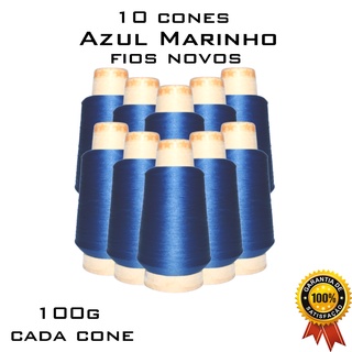 Fio Azul Marinho para Costura Overlock - Kit 10 cones 100gramas cada Total 1kg - Overloque, Interlock , galoneira, Linha.