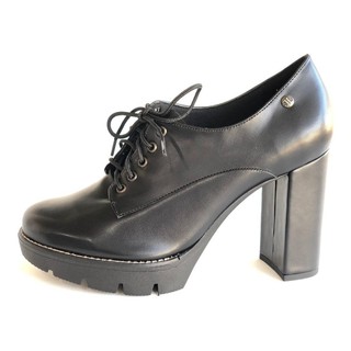 Sapato Feminino Oxford Salto Tratorado Preto Fosco Botinha (4)