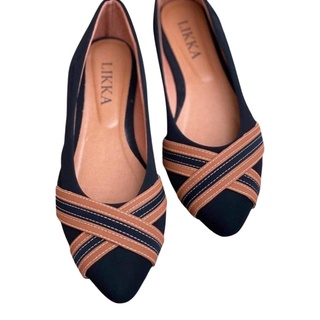 sapatilha bico fino rasteira feminino cor preta camurça sapato calçados com forro 33 ao 43
