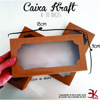 30 Caixas de Papel KRAFT para doces e presentes - Retangular Pequena - 9x18cm