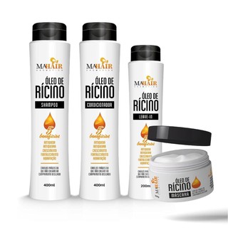 Kit Capilar Óleo de Rícino Mahair 4 produtos (Shampoo, Condicionador, Máscara e Leave-in)