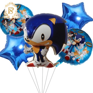 5pcs Sonic Bola Estrela Conjunto Balão Ouriço De Alumínio Balões Da Festa De Aniversário Decoração Dos Desenhos Animados Animal Ballon Brinquedo Do Chuveiro De Bebê