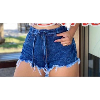 Shorts Jeans Feminino Cintura Alta Cos Alto Desfiado Hot Pants (7)