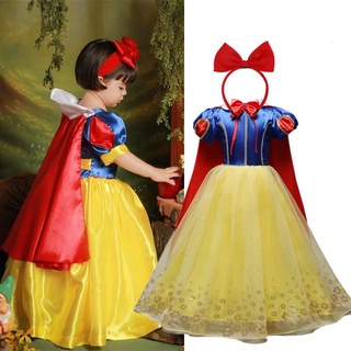 Wfrv Kids Girls Dress Snow White Birthday Party Cosplay Costume Frozen Halloween Dress (1)