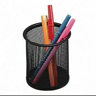 Porta canetas treco organizador quadrado redondo lápis telado aramado 9,5 cm