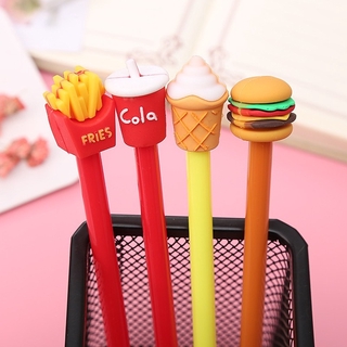 4 Pcs Gel Pen Cute Creative French Fries Cola Burger Ice Cream Neutral Pens Student Black Ink Writing Tools Office Supplies Stationery
