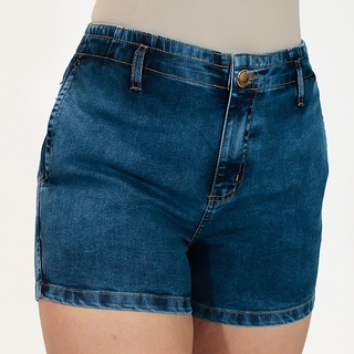 Shorts Jeans Imporium Feminino Cós Alto Cintura Alta com Elastico na Parte Trazeira (1)