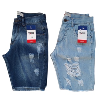 kit economico 2 bermudas masculina jeans rasgado 2 modelos diferentes slim lançamento