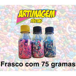 Sprinkles Comestíveis De Açúcar (Frasco 75g) - Várias cores e modelos para escolha.