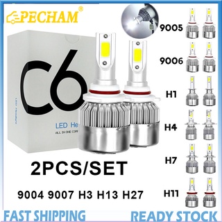 2PCS C6 led lâmpada original do farol do carro H1 H3 H4 H7 H11 H27 9004 9005 9006 9007 6000K H7
