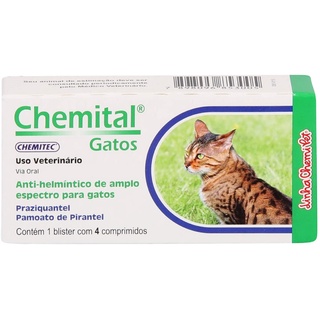 Kit c/02 Vermífugo Chemital Gatos 4 Comprimidos - Chemitec (5)