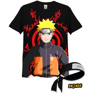 Camisa Camiseta Full 3d + Bandana Uzumaki Naruto 3d Infantil