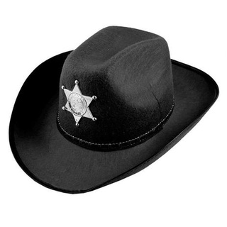 Chapéu Xerife Preto Com Estrela