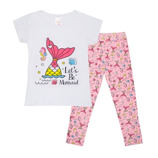 Conjunto Infantil 100% Algodão Menina Camiseta em Cotton com Estampa Frontal e Calça Legging em Cotton Estampado (1)