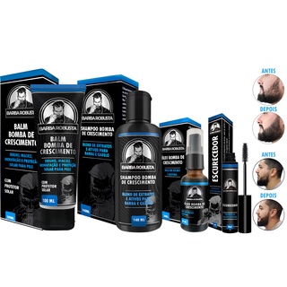 Kit produtos barba shampoo balm oleo + escurecedor de barba