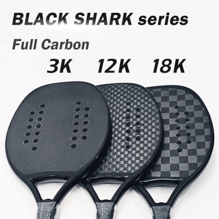 Hoowan Blackshark Raquete De Beach Tennis Carbono 3k 12k 18k Profissional Preto Sólido Superfície Áspera
