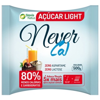 Kit 2 Açúcar light never cal 500 gramas Stevia natus