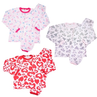Kit Com 3 Pijamas Infantil Menina 100% Algodâo