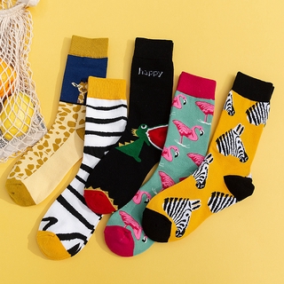 1 pair of girl socks autumn and winter cartoon animal socks moisture absorbing sports socks cotton sweat absorbing socks