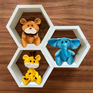 Kit 3 Ursos Ursinhos para Decorar Quarto de Bebê trio de Pelúcia para Nicho Amigos do Safari Leão Elefante Girafa - Promoção Imperdivel (2)