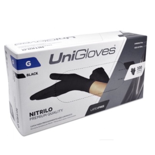 Luva nitrilica s/ pó Unigloves Preta - PP/P/M/G KIT 5 OU 10 PARES - UNIGLOVES (3)