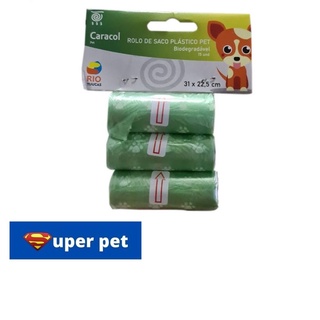 3 Rolos de Saco Plástico Biodegradável para pet 15 unidade cada Para Pegar Fezes cocô do Cão