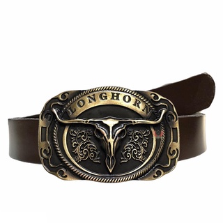 Cinto Country De Couro Legítimo Cowboy com Fivela Texas Longhorn SC57