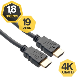 Cabo HDMI 2.0 4K 19 Pinos UltraHD 1,80 Metros