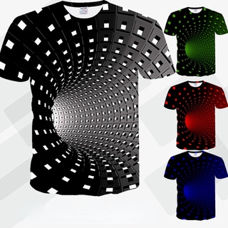 Camisetas Masculinas De Manga Curta Com Estampa Vortex Vision Em 3D