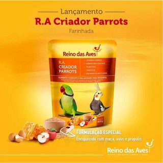 Kit Reino das Aves - Extra Gold Calopsita Frutas 400g + Farinhada R.A Criador Parrots 400g (8)