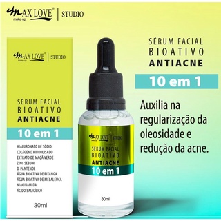 Serum Facial Skincare Bioativo Antiacne Espinha 10 em 1 Vegano Lançamento Max Love
