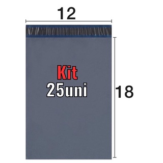 Kit 25uni Envelope de Segurança 12x18 Cinza saquinhos Correios C/ sacre plástico