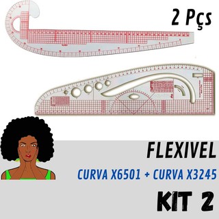 Kit 2 Regua Flexivel Patchwork Costura Moldes Modelagem X6501 e X3245