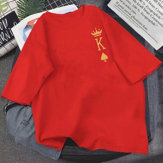 Casal Tee POKER REI/QUEEN [Ready Stock] Unisex Couple Round Neck Short Sleeve T-shirt (2)