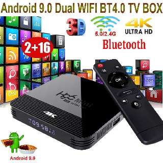 Caixa De Tv Android 9.0 H96 Bakuan Mini Rk3228A 2.4g / 5g 4k Dual Wifi Media Player 2gb + 16gb